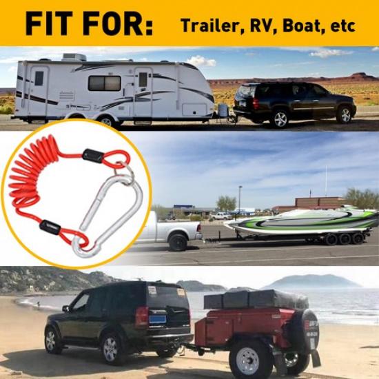 Trailer Breakaway Cable 4  / 6  Coiled Cables Safety 6ft Red F/RV  Boat