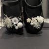 Crystal & Pearl Flower Shoe Charms Set, Elegant White Floral Decorations with Star, Luxury Shoe Accessories