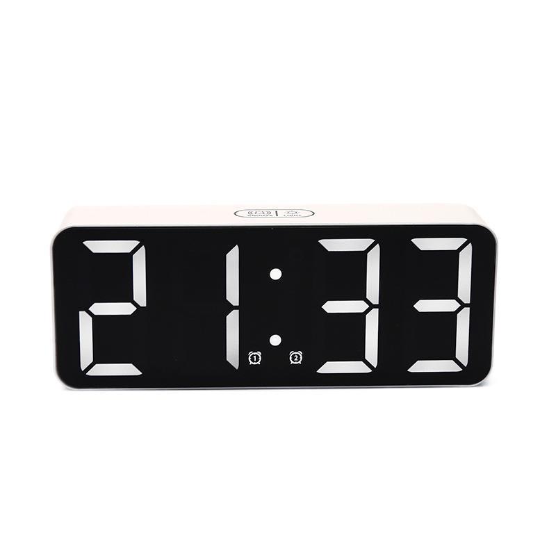 Nordic Style White Texture Alarm Clock Simple Rectangular Large Font Clock Two Sets of Alarm Clock