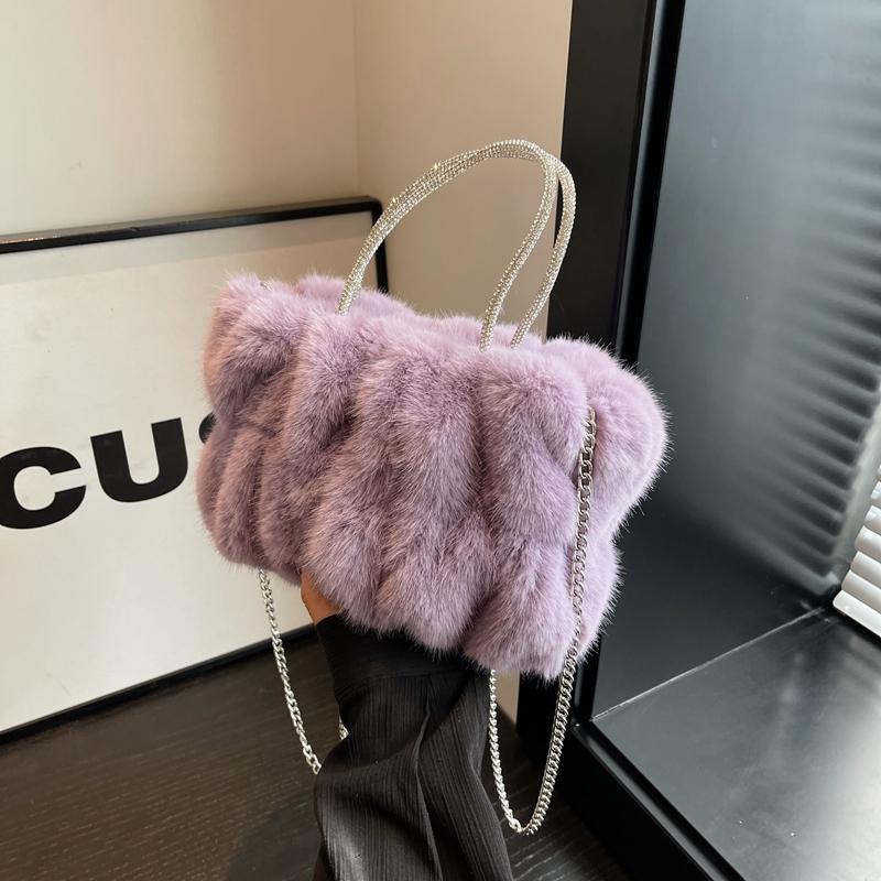 

Женская сумка через плечо из искусственного меха, плюшевая, новая сумка через плечо, роскошные модные вечерние сумки