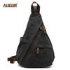 AUGUR Herbst und Winter Neue Herren-Canvas-Brusttasche mit Kopfhöreranschluss Große Kapazität Lässiger multifunktionaler hinterer Sucksack Herren-Schulter-Umhängetasche