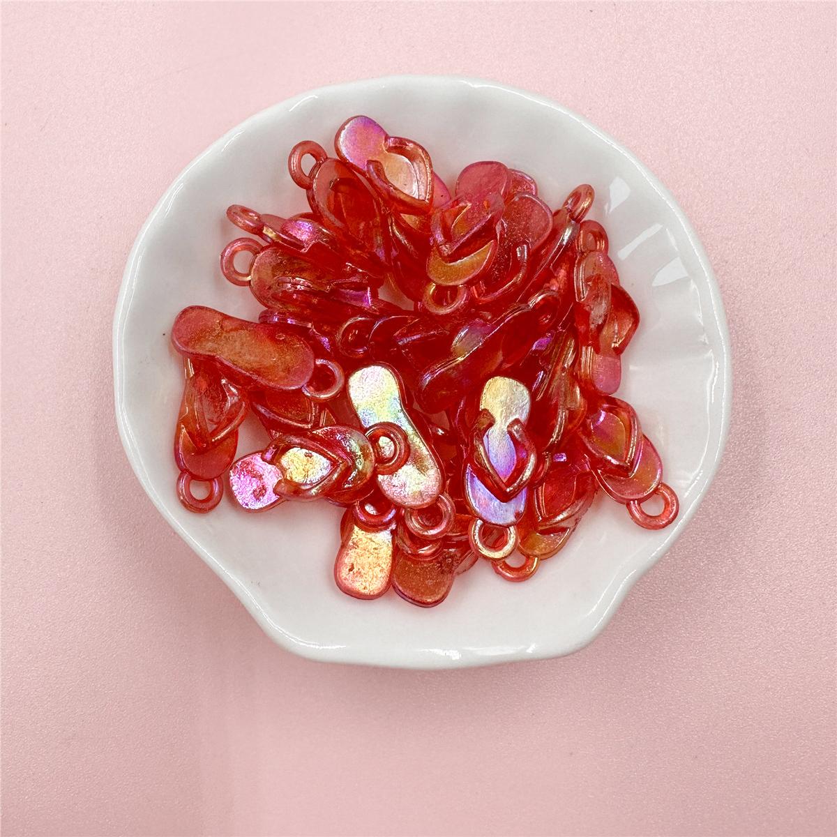 

Phone Chain Making Handmade Material Acrylic Candy Color Slippers Shape Craft Beaded Material DIY Beads 30Pcs 8*22mm красный