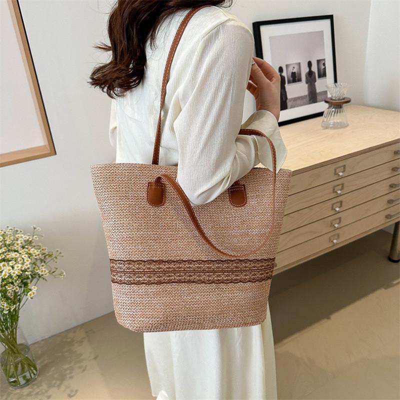 Chic Xl Bucket Style Tote Bag For Spring Summer Fashion Soft Weaved Material Available In Cream