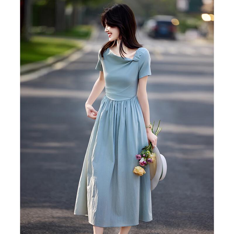 French Elegant High-Waist A-Line Midi Dress
