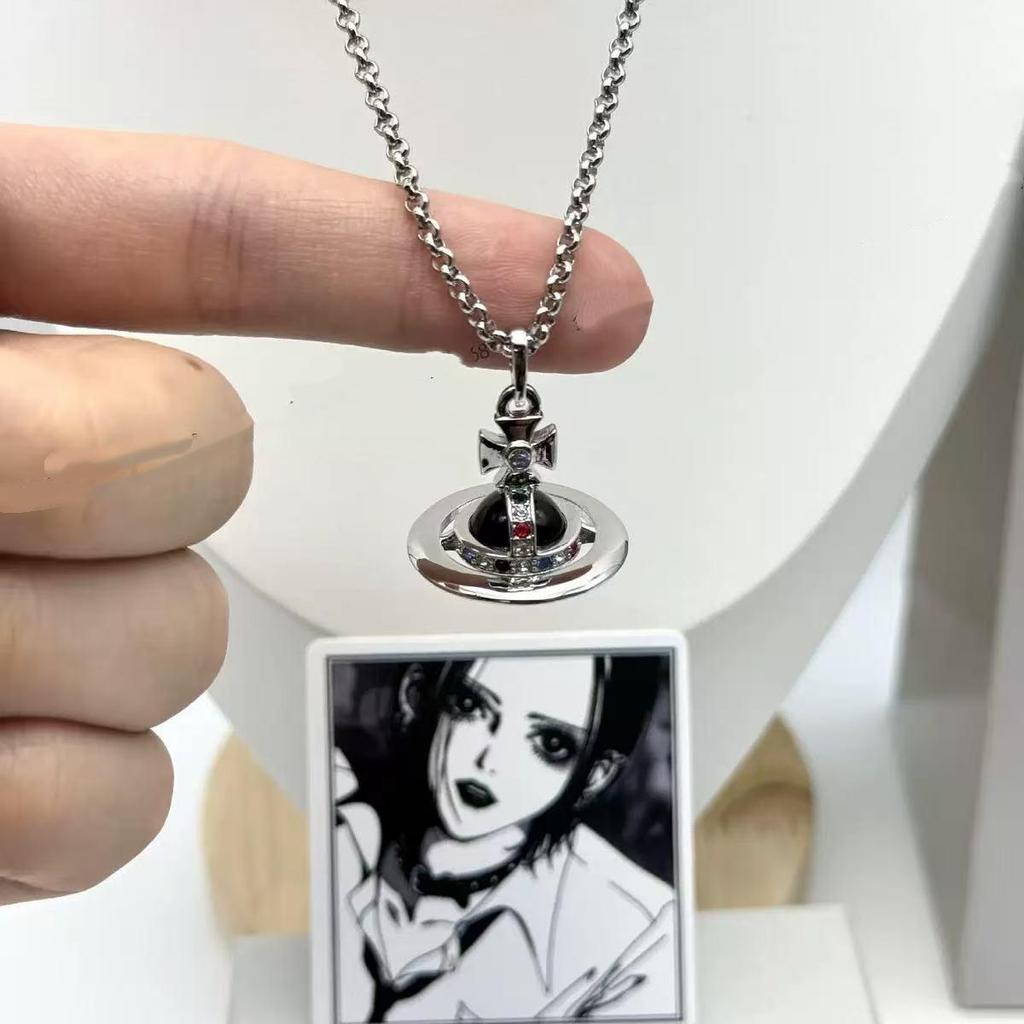 Westwood Saturn Choker Necklace: High Version, Medium Size, Women's 10MM Beads, Logo Clasp.