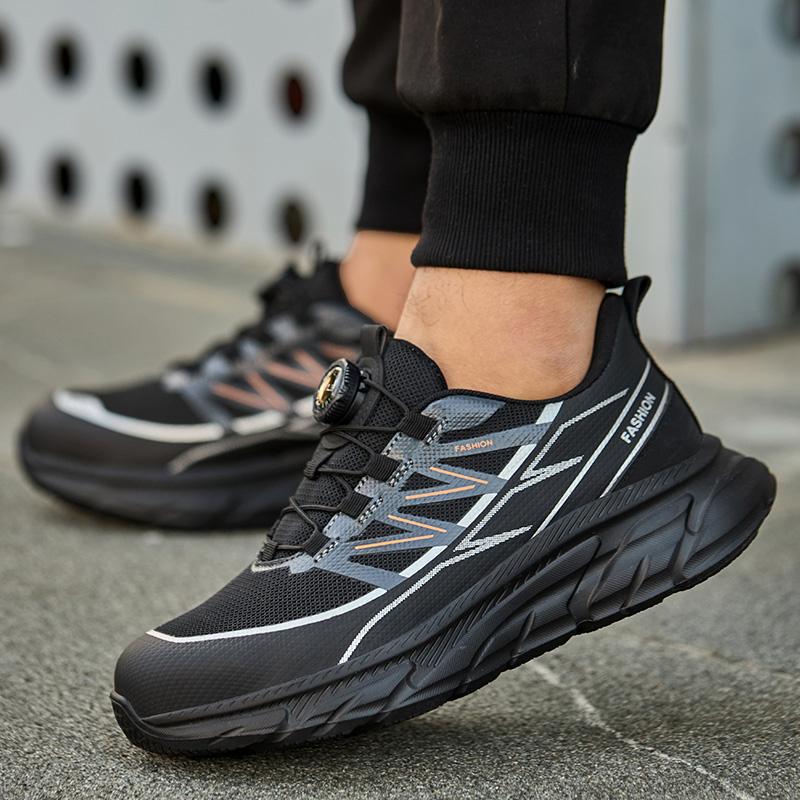 Men Rotating Button Safety Shoes Steel Toe Sneakers Anti-puncture Work Shoes Labor Protection Shoes Security Protective Sneakers