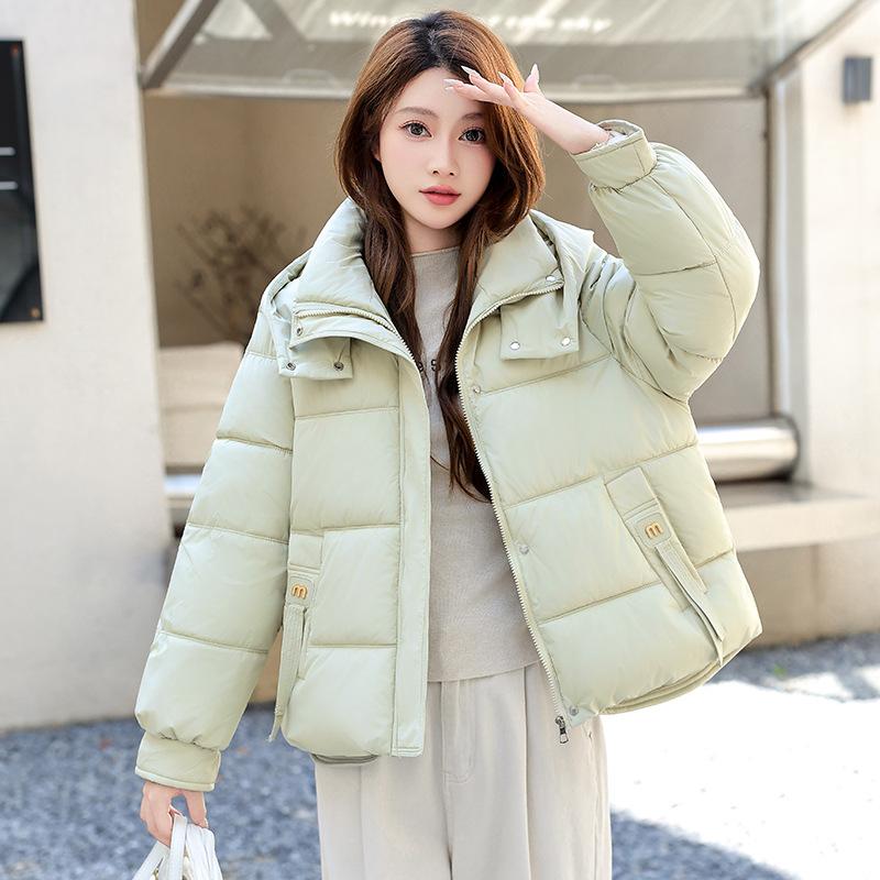 New year's cotton-padded jacket Small short student hooded loose and thin bread jacket Winter