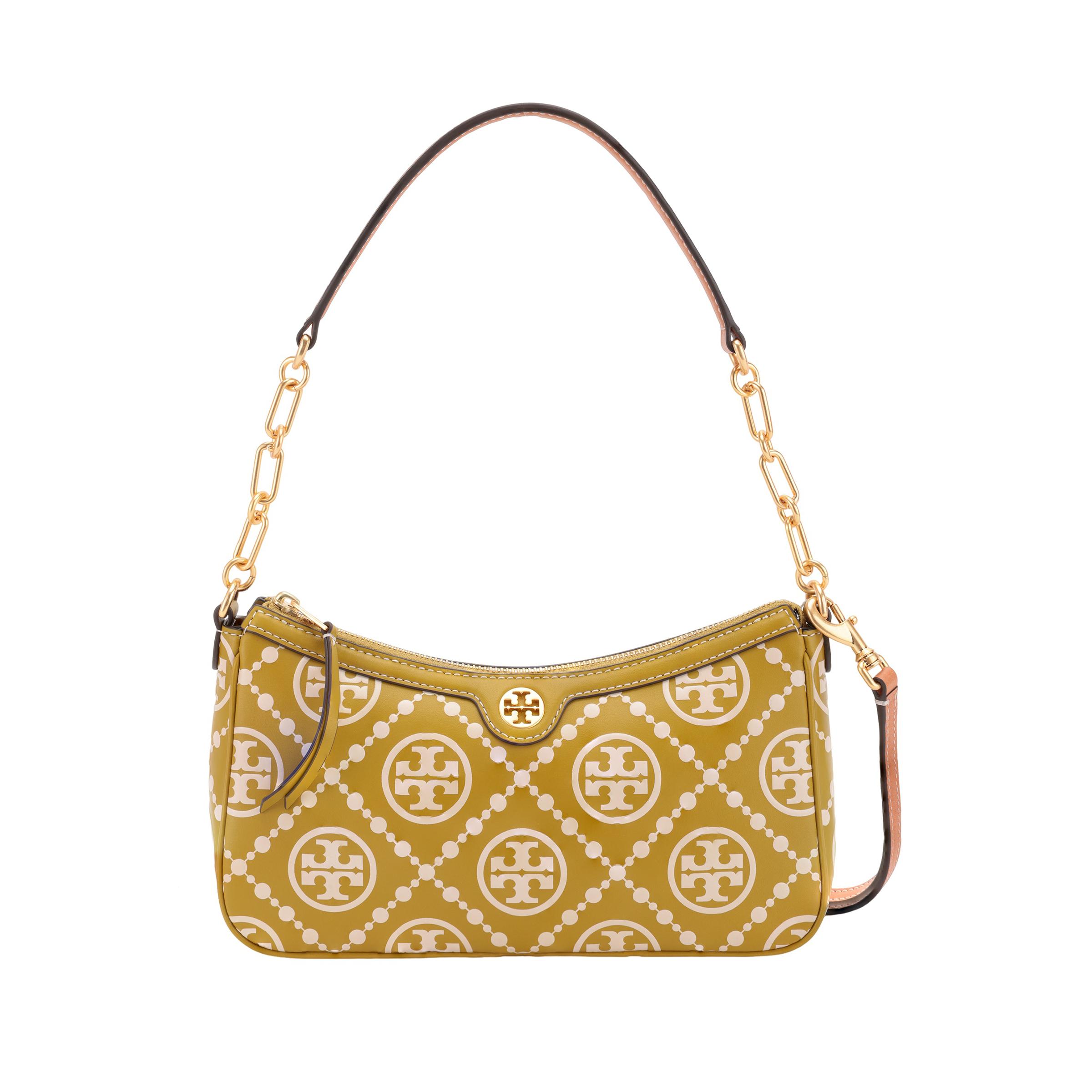 

Tory Burch Tb T Monogram Spring Summer 2022 Embossed Logo Full Print Leather Shoulder Bag Women shoulder bag Palm-Yellow 88396-349 Basic Set (Bag+Dust Bag)