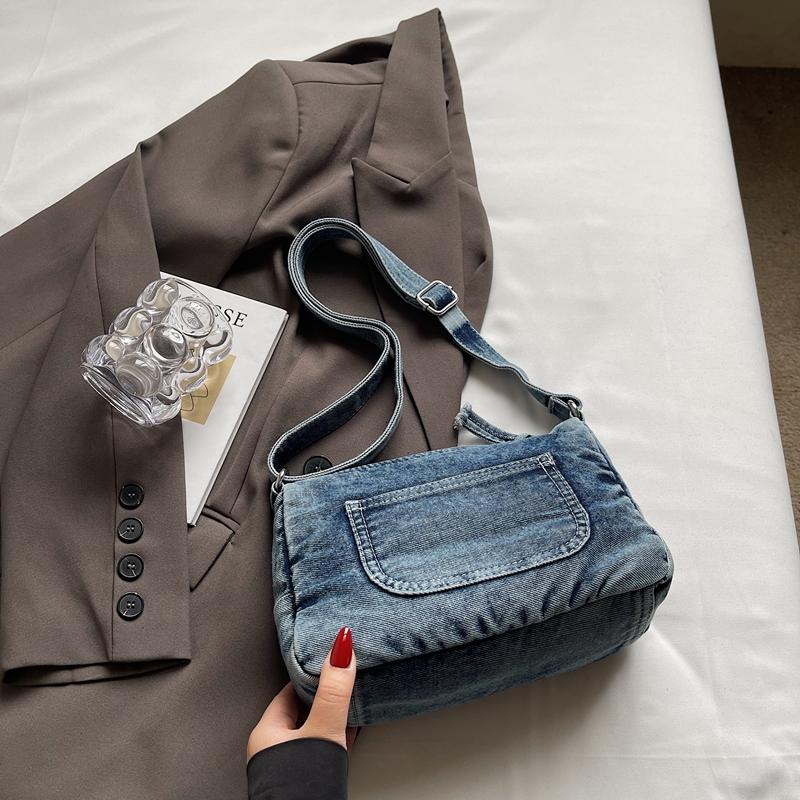 Denim Bag Retro Small Square Bag Women's Shoulder Bag Commuter Crossbody Bag