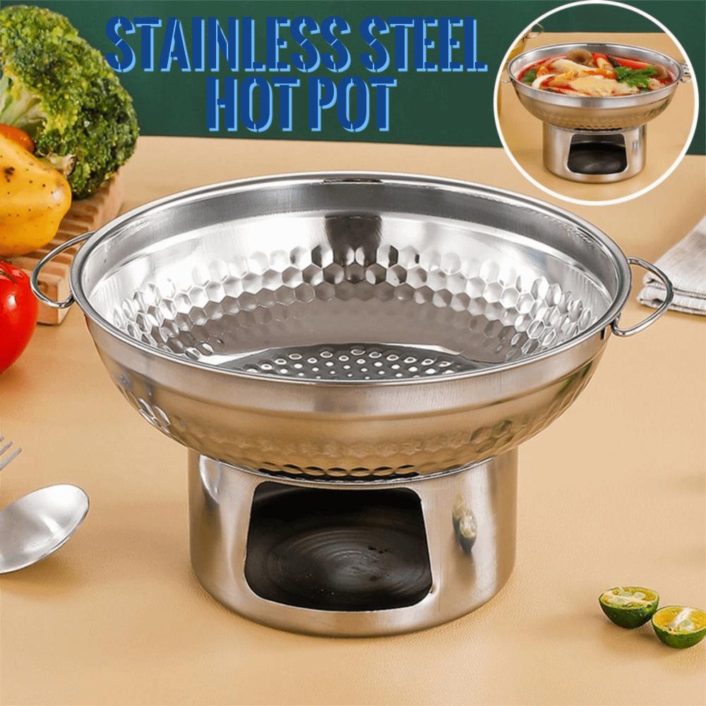 Fast Heating Stainless Steel Hot Pot Thickened Dessert Holder Double Ears Hot Pot  Food Serving