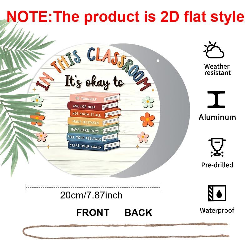2D Flat, Retro-style High-end Aluminum Wall Decoration, Available in Multiple Sizes. Teacher-themed Signboard with Inspirational Quotes. Suitable for