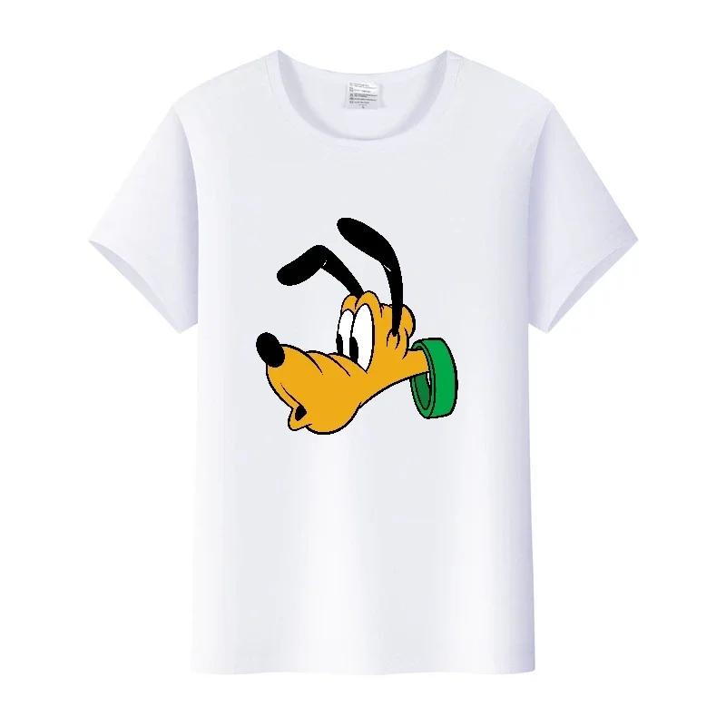Funny Disney Cartoon Tees Mickey Mouse Pluto Graphic Woman Summer Crop Tops Mens T-Shirts Loose Clothing Grunge Y2K Blouses