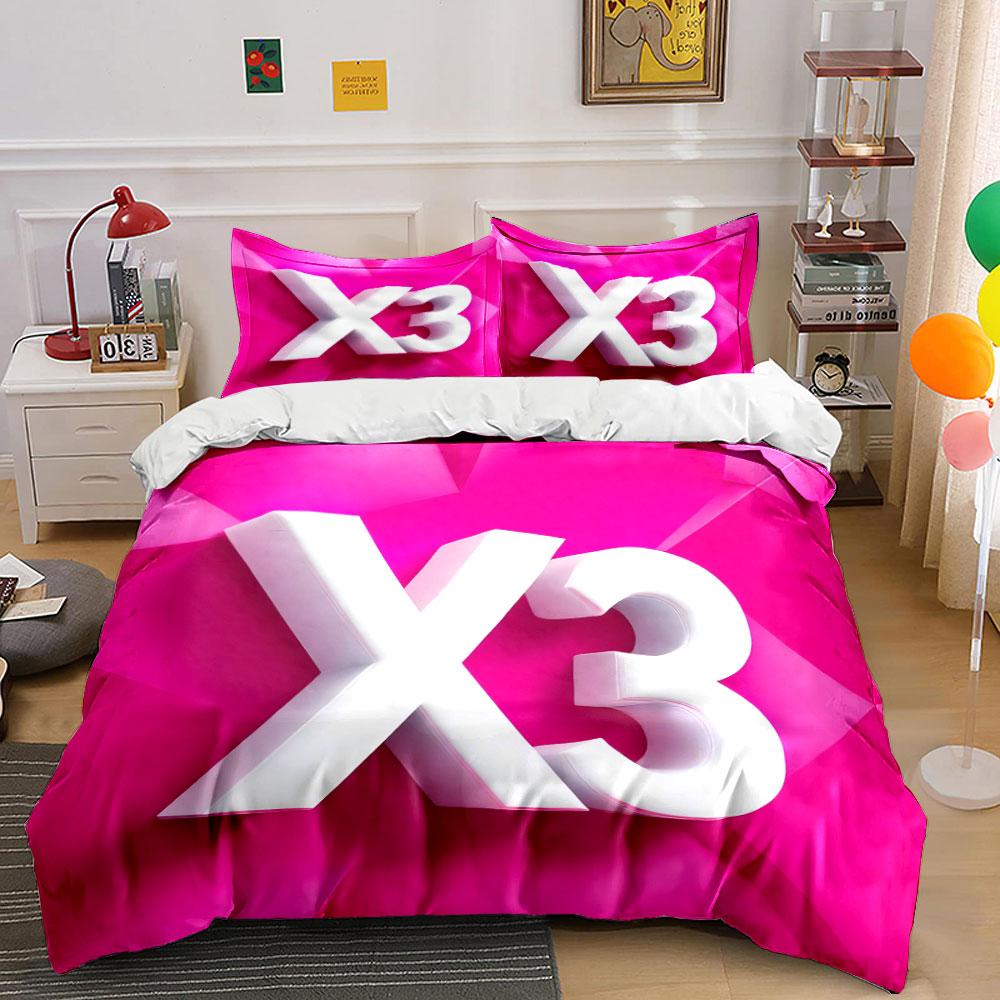 Bold "X3" text pattern. Bedding sets Duvet cover sets Duvet covers Pillowcases(1*Duvet Cover 2*Pillowcases without duvet insert)