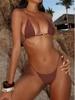 2026 European & American Lace-up Solid Color Sexy Bikini Two-piece Swimsuit