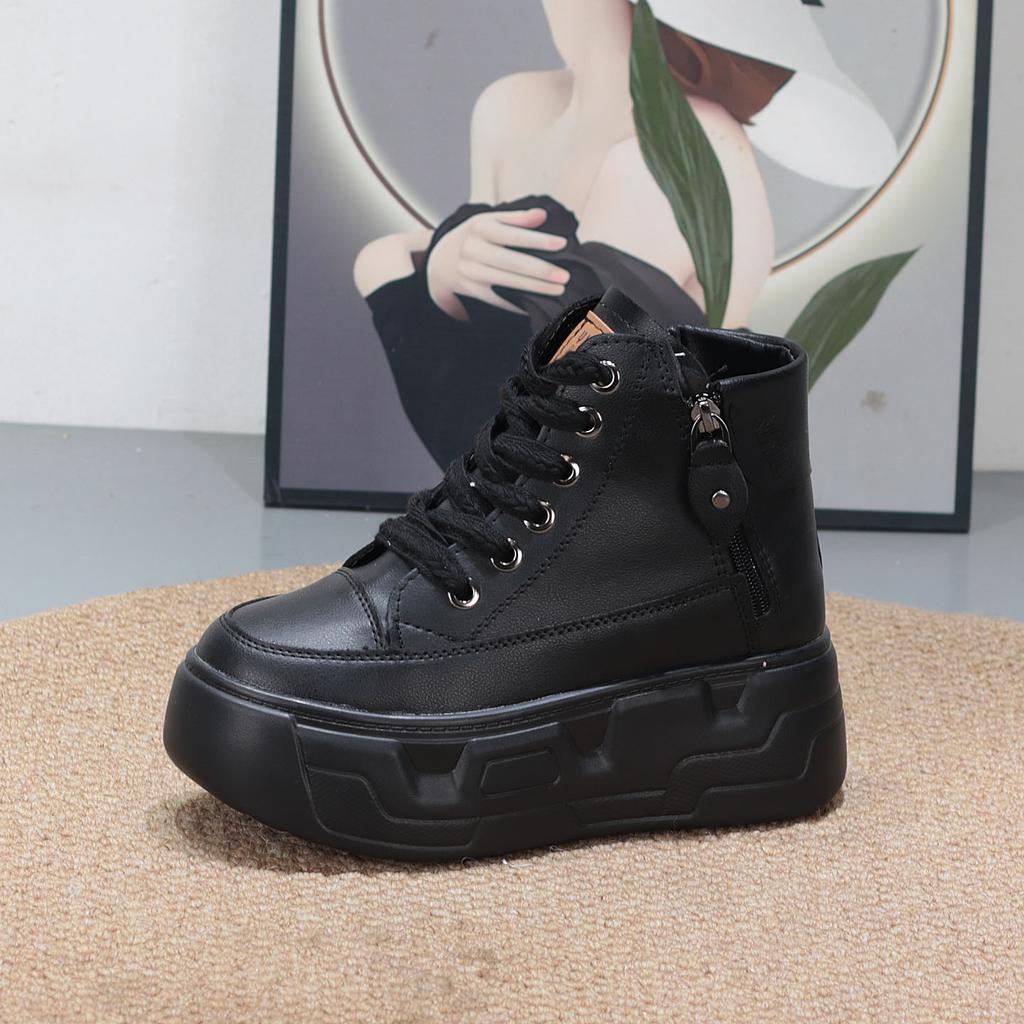 Módní 8CM Vysoce Kvalitní Mikrovláknová Kůže Bílé Platformové Tenisky pro Ženy Klínový Podpatek Tenisky Boty Pohodlné Ležérní Boty Ženské