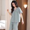 Woven cotton gauze pajamas women's summer pure cotton cropped pants autumn cotton large size summer thin loungewear