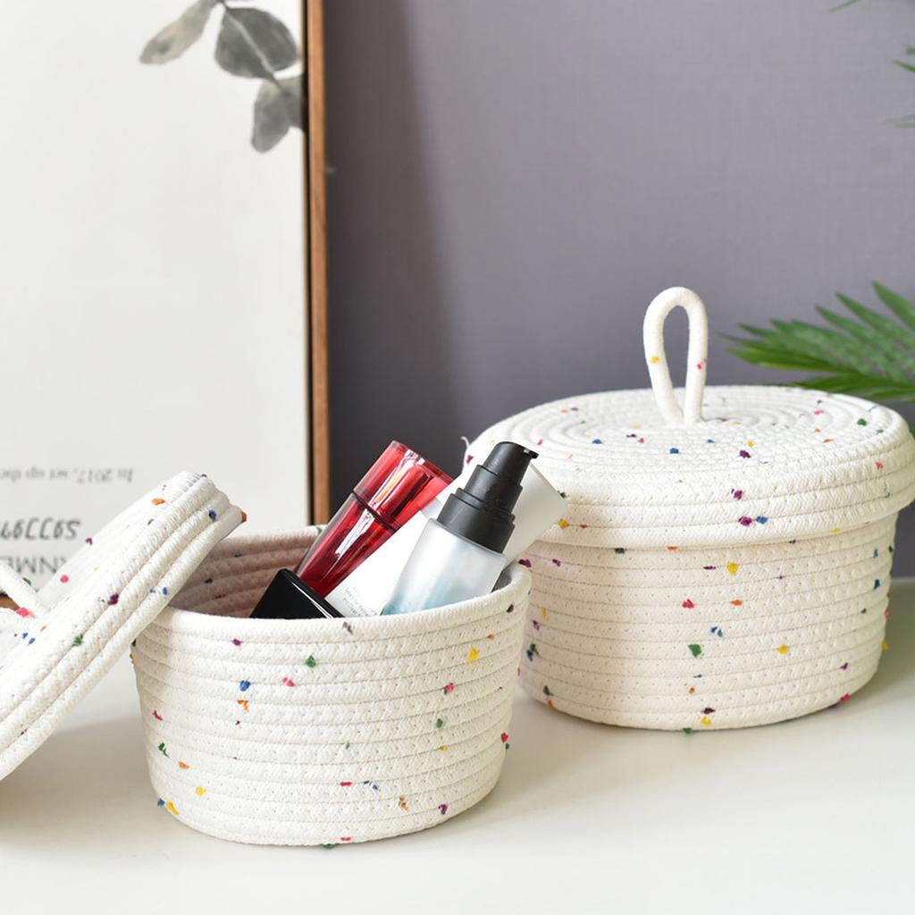 Cotton Rope Storage Basket Organizer Box for Makeup Snacks Desktop Multifunctional Stackable Handwoven Home Decor