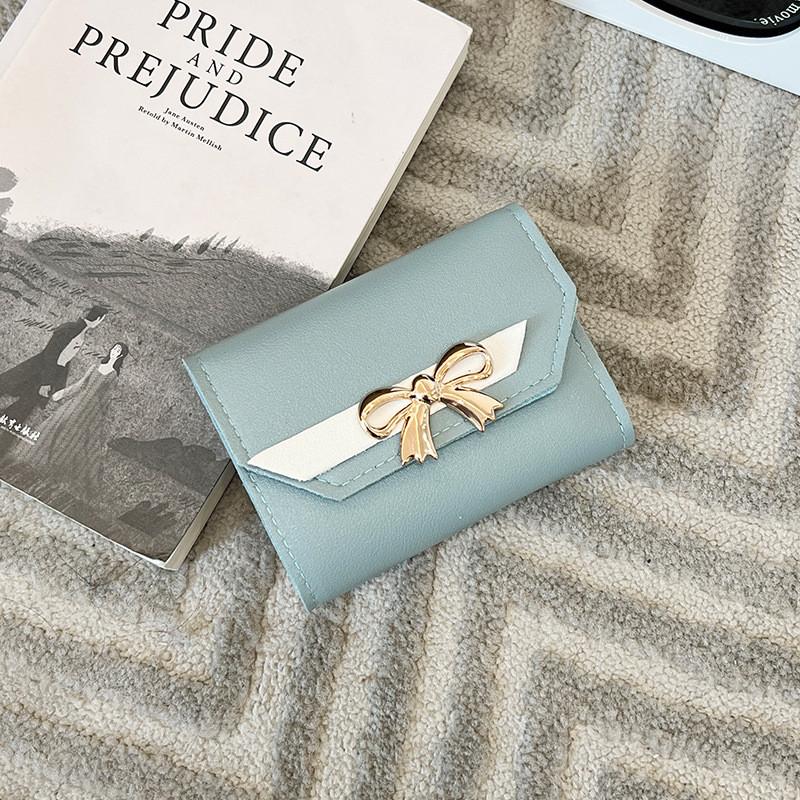 Simple Color Blocked Gold Bow Decoration For Women Casual Coin Purse For Daily Use