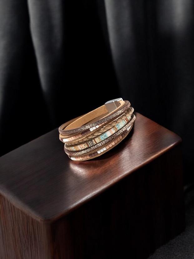 Multi-layered men' braided bracelet with the Tree of Life symbol