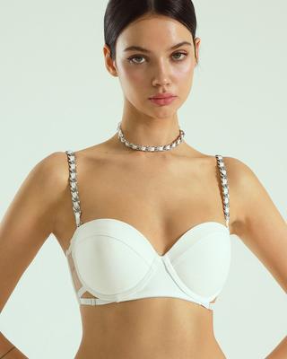 VINAJ Chain Basic Half-Cup Bikini Bra (White)