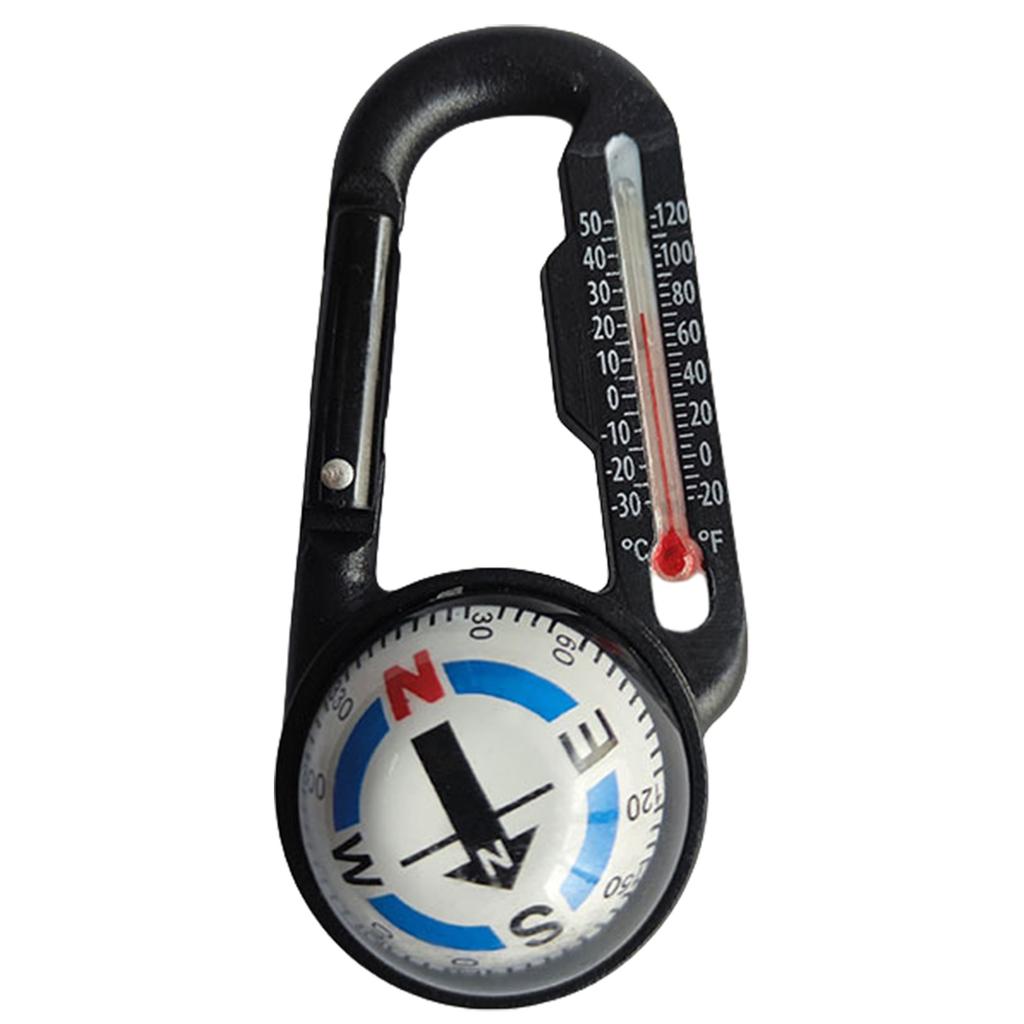 Outdoor Mountaineering Buckle Keys Hook Portable Multifunctional Carabiner with Compasses & Thermometer Camping Accessory