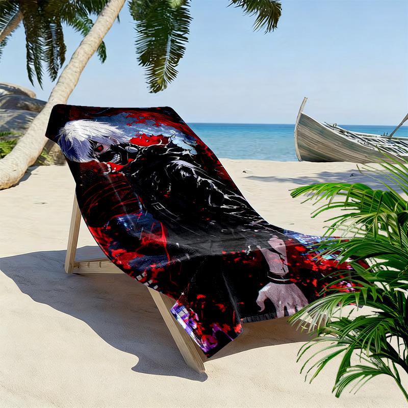 Ken kaneki anime Print Beach Towel, Large Soft Quick Dry Towel for Beach Camping Swimming