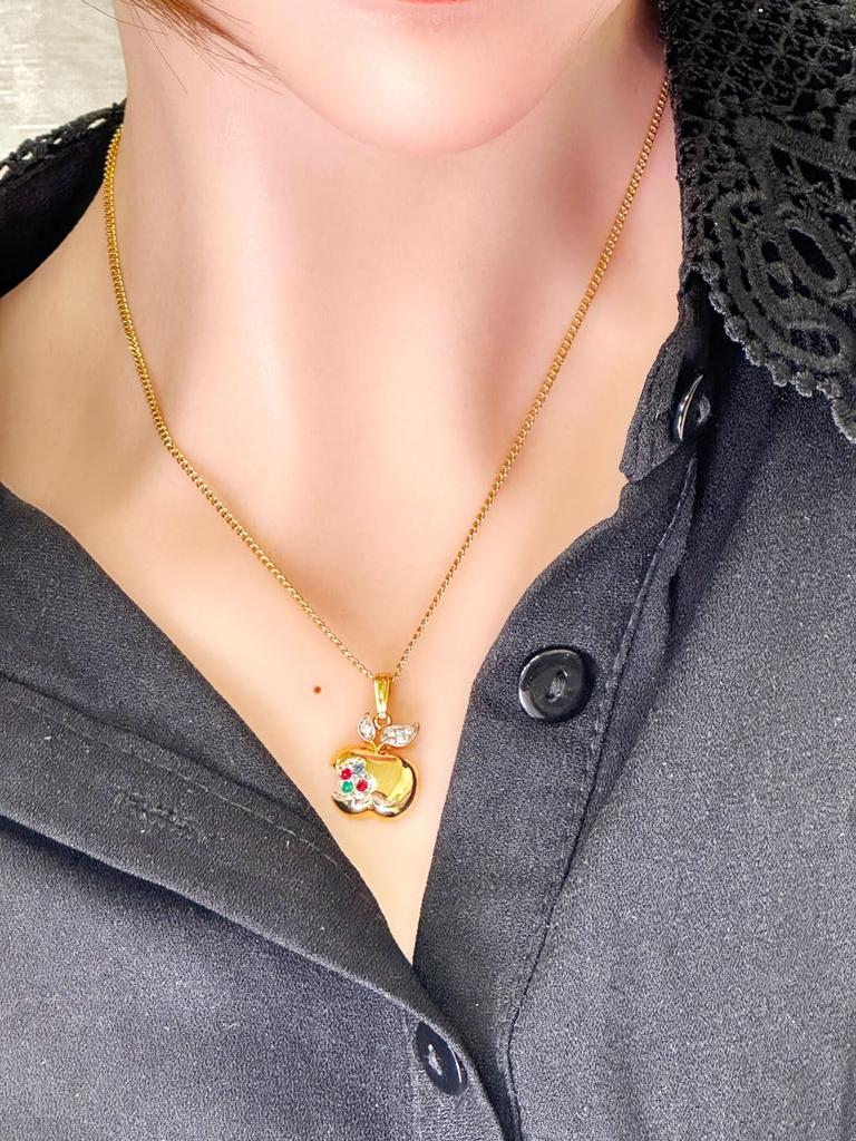 Colier Vintage Accesorii Vintage pentru Femei Fabricat în Canada KEYES 22KGP Măr Multicolor Auriu 111452 [Selecție Rapport]