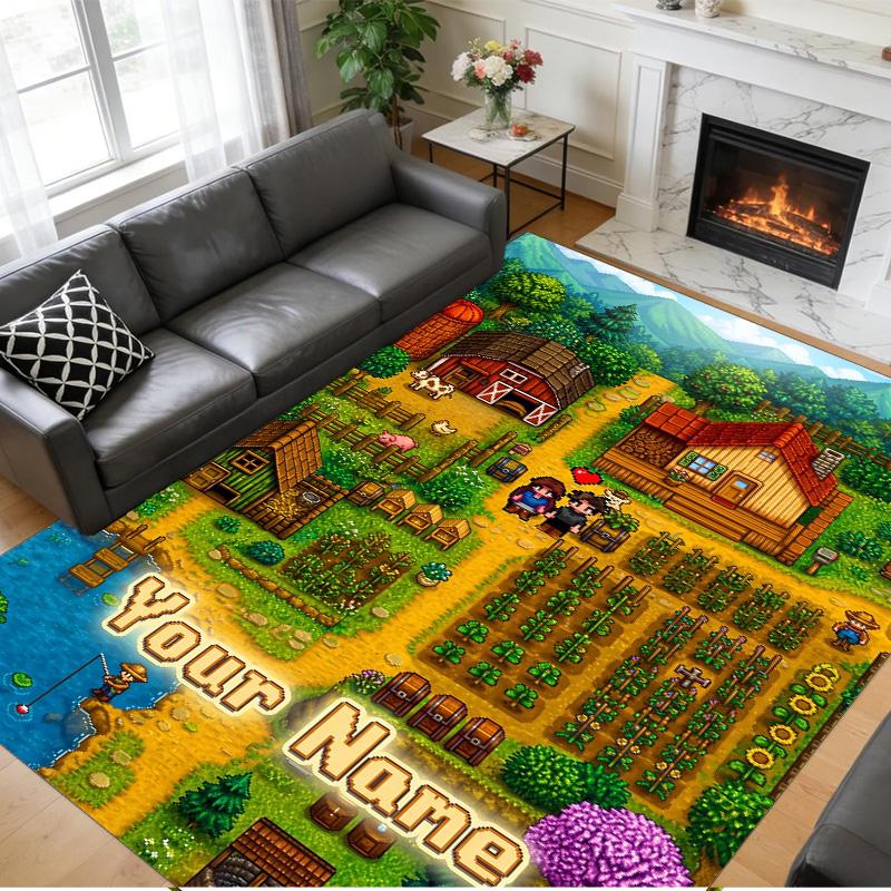 Crystal Velvet Rug Custom Name Text, Soft Non Slip Floor Mat Home DecorStardew Valley