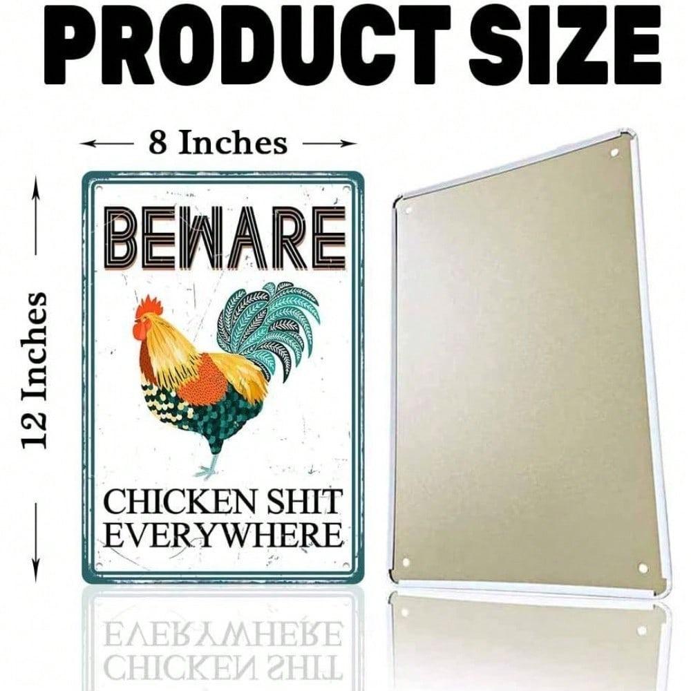 Vintage Metal Chicken Sign Farmhouse Decor Retro Wall Art Tin Sign 8x12 Inch