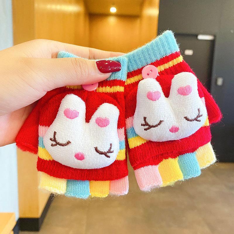 

Детские зимние мультяшные плюшевые перчатки: Плотный, Теплый, Дизайн с Полными Пальцами для Мальчиков и Девочек