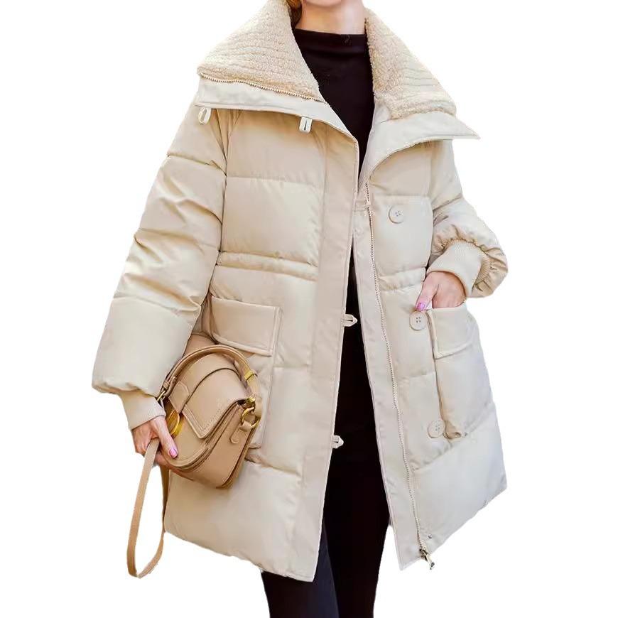 Autumn and winter new fashion trend ins style high sense medium and long large size warm cotton jacket