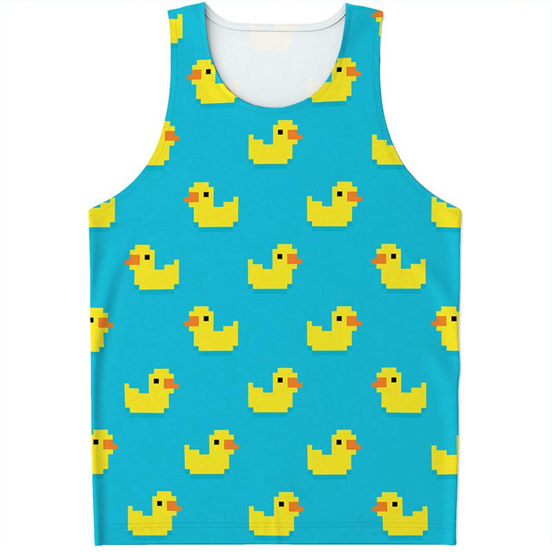 Schattig Eendjespatroon Tanktop Heren 3D Geprinte Rubberen Eendjes Mouwloze T-shirts Coole Zomer Streetwear Sneldrogende T-shirts Tops