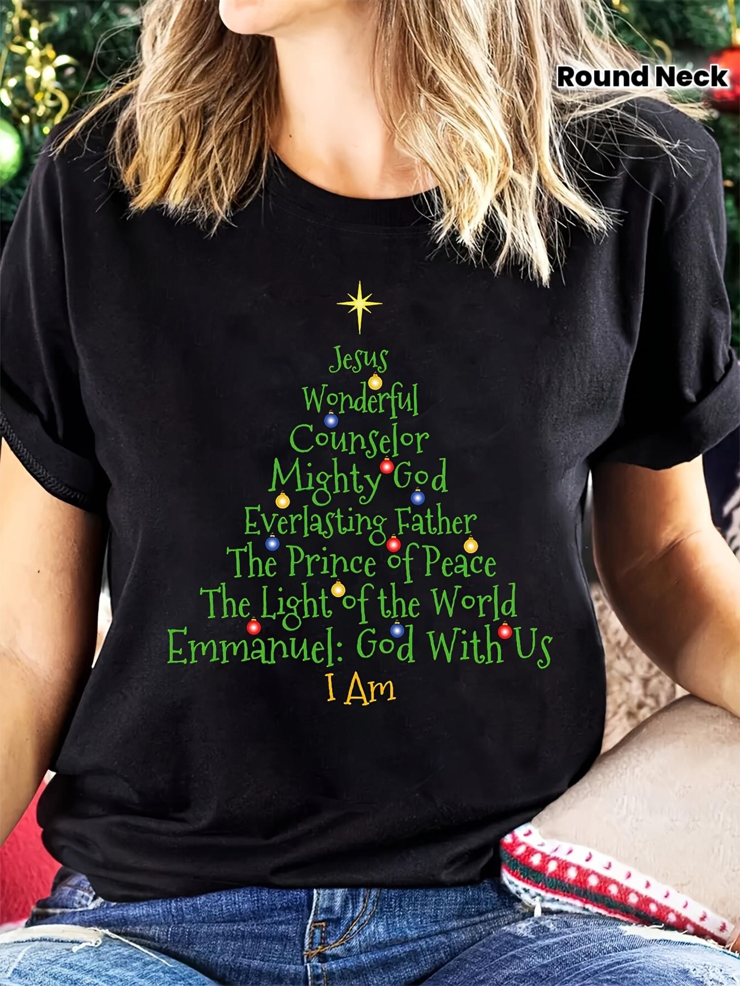 

Christmas Christmas Light Star Holiday Decoration Element Letter Print Women s Round Neck Spring/Summer T-Shirt S разноцветный