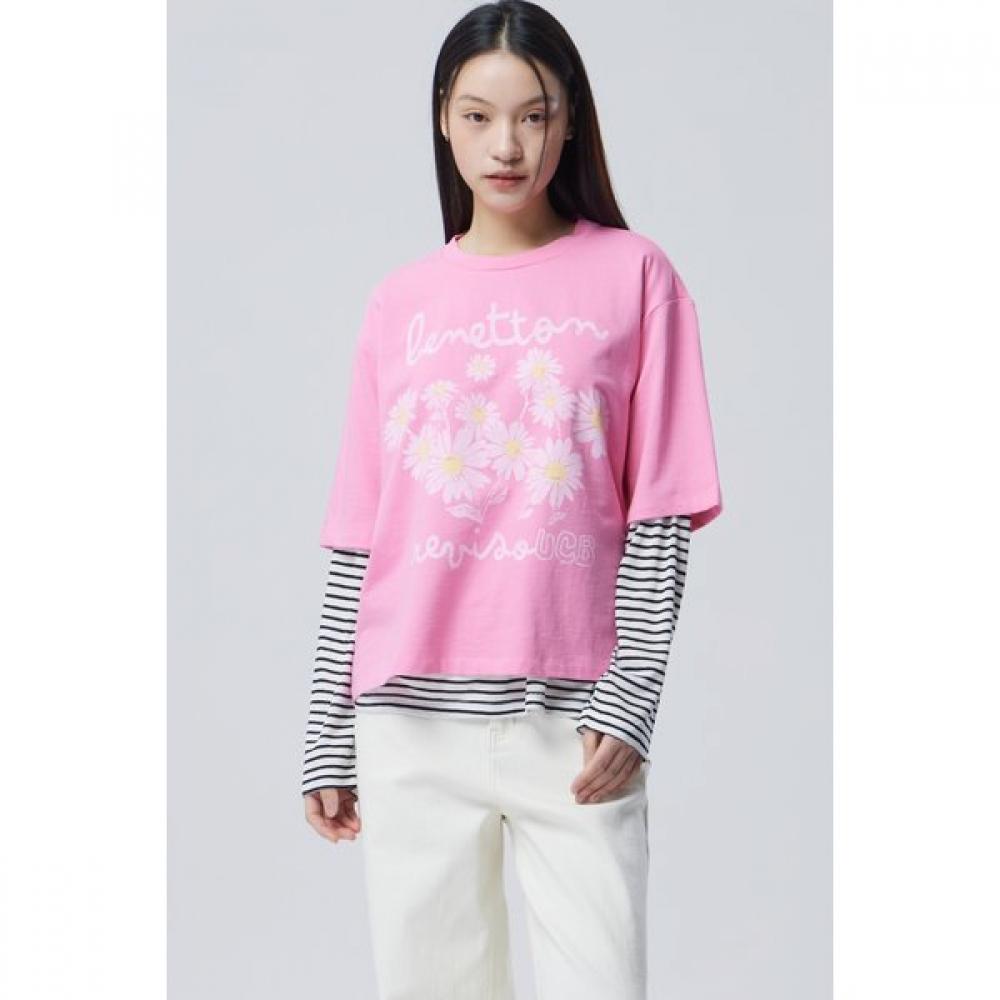 BeneTTon Flower PrinTing T shirT baTsf4611