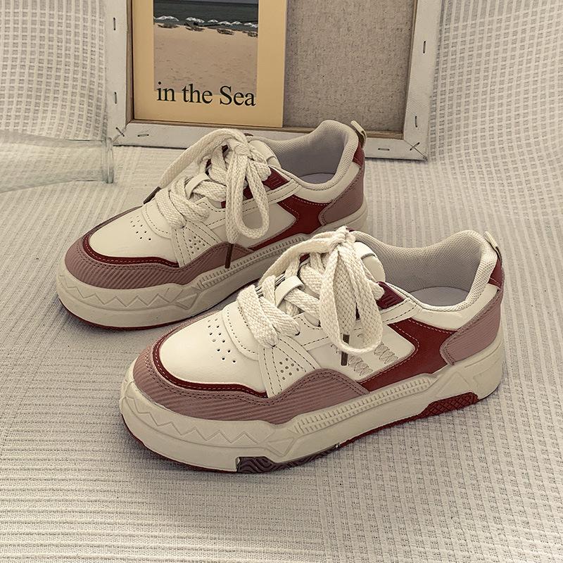 

Versatile fashion sports niche student board shoes women s 2025 autumn new Internet celebrity explosion thick-soled wheat ear white shoes 35 рожевий