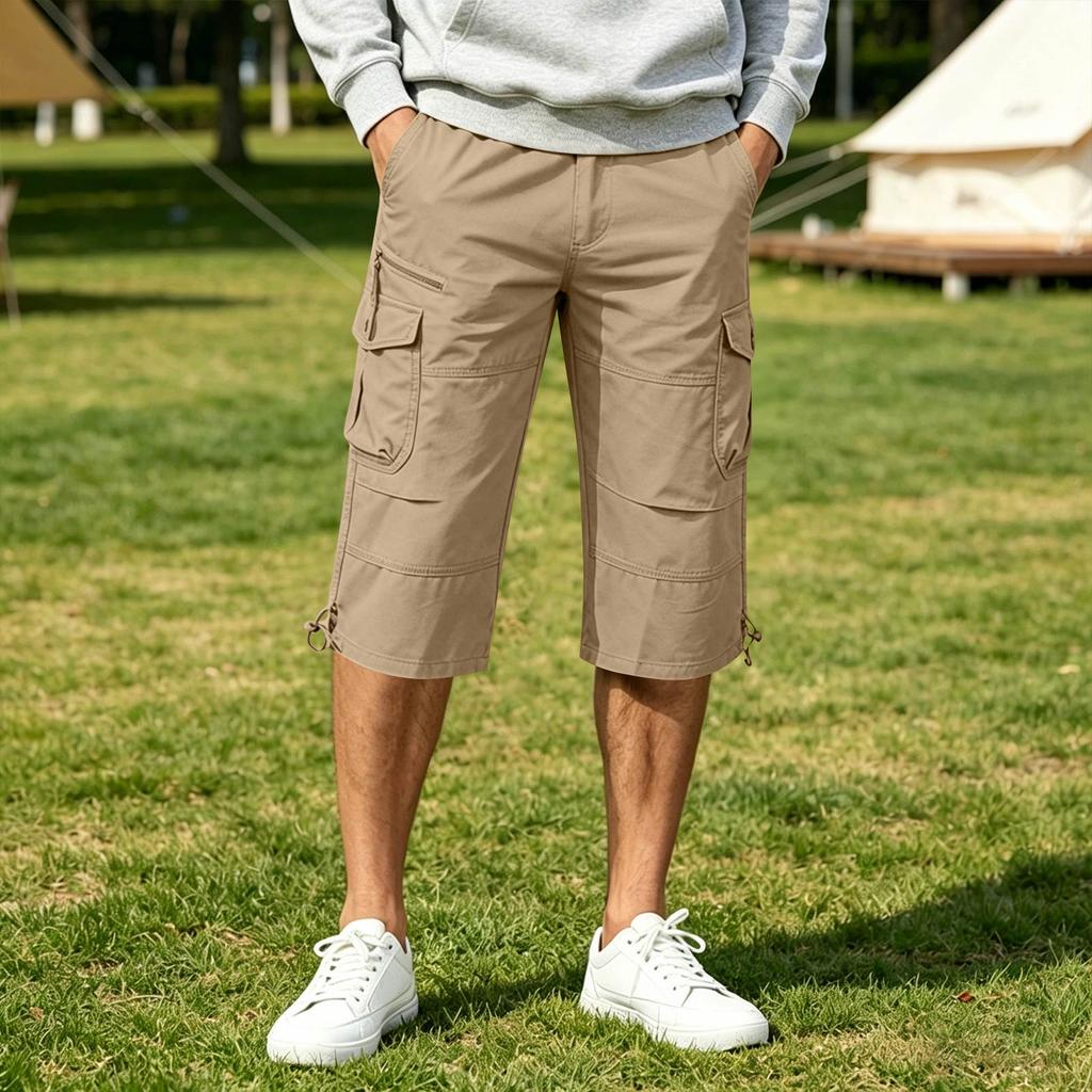 Pantaloni Capri da Uomo a Vestibilità Larga con Tasche Multiple Pantaloni Sette Ottavi Leggeri per Uso Esterno e Quotidiano