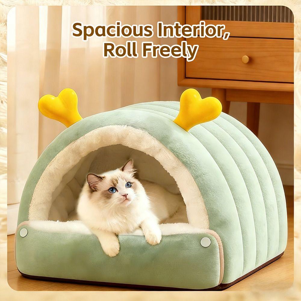 Portable Enclosed Cat Bed Mat Warm Soft Pet House Kennel Comfortable Small Pet Bed  Puppy