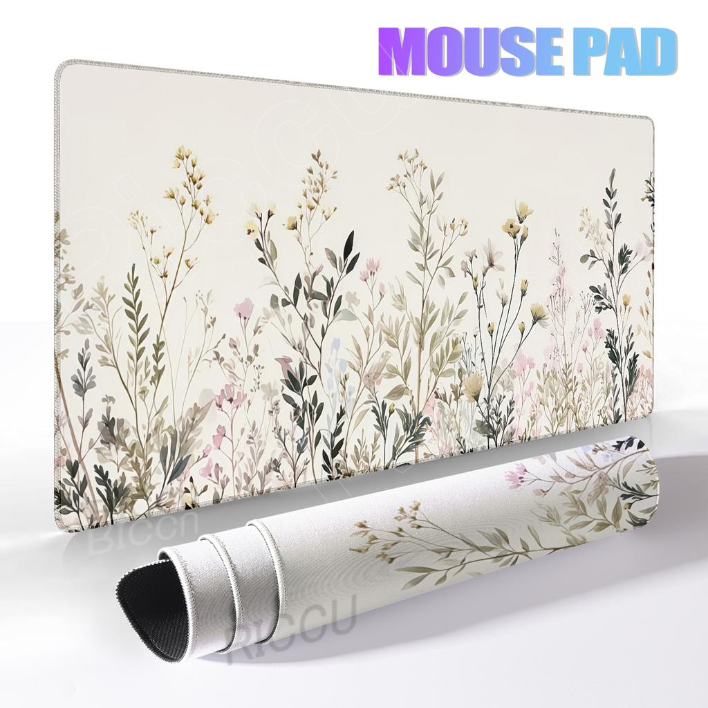 Bohemian-Style Floral Plants Mouse Pad Plant Aesthetics XXL Gamer Laptop Keyboard Desk Mat PC Extended Pad HD Office Accessories