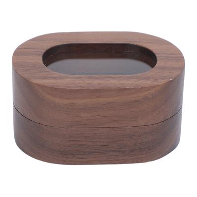 Holzringbox Magnetverschluss Transparentes Acrylfenster Verlobungsringbox für Hochzeitszeremonie Oval
