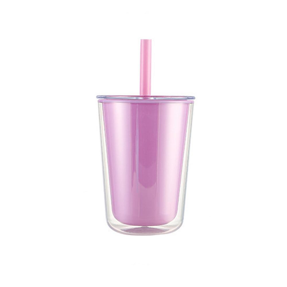Large Capacity Plastic Water Bottle Sealed Milk Tea Cup Durable Double-layer Straw Cup  Summer
