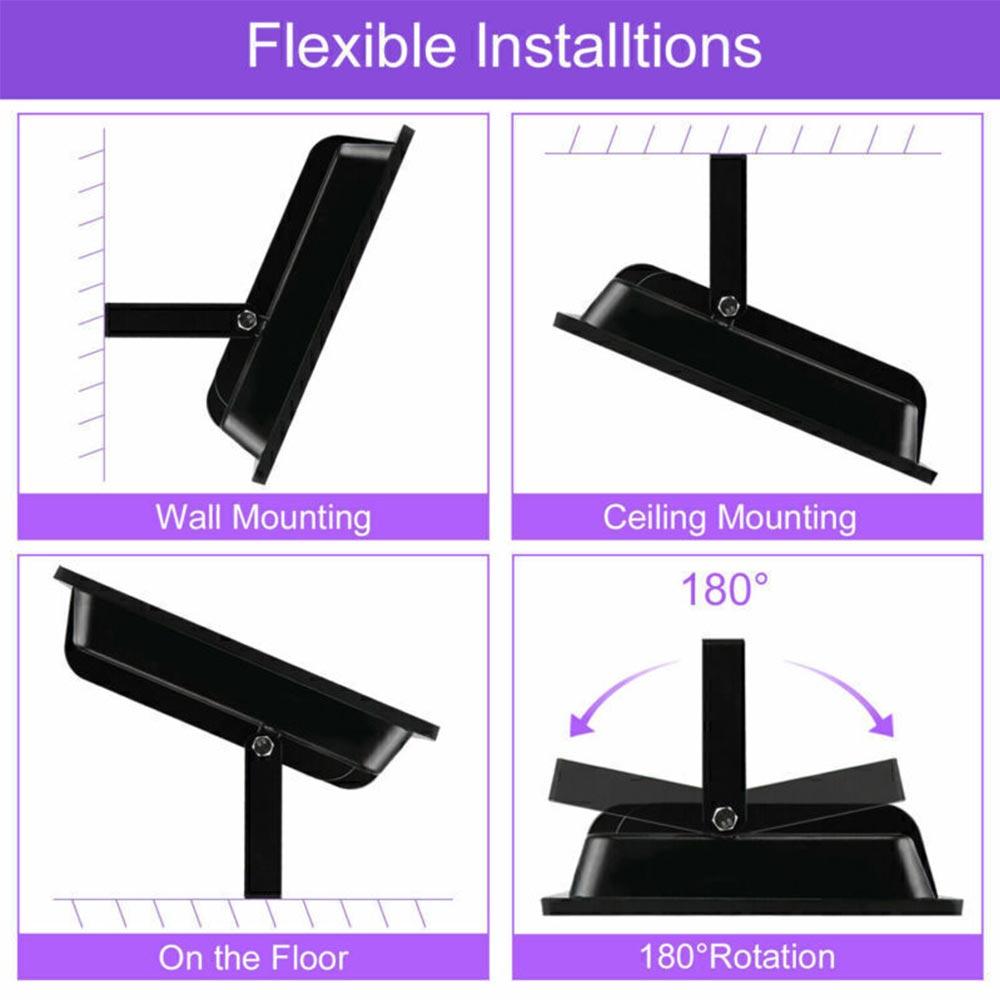 UV Led Flood Light 30W 100W 150W Outdoor Floodlight 395nm Ultraviolet Fluorescent Stage Lamp Stage Blacklight For Disco Party