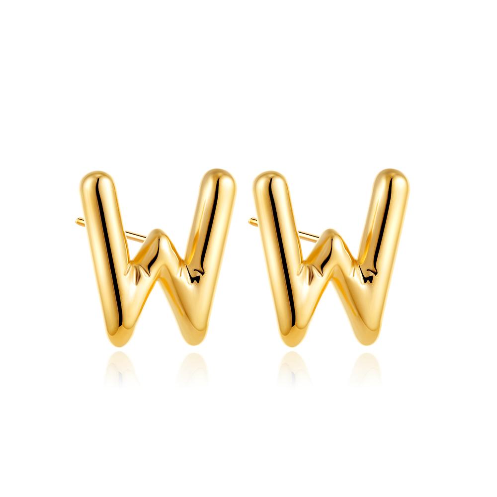

Dainty Balloon Bubble Chunky Initial Letter Stud Earrings for Women 18k Gold Plated Stainless Steel Alphabet Statement Zircon