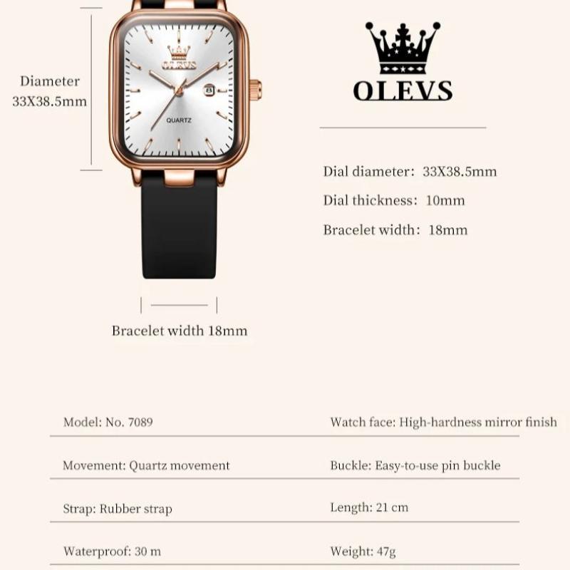 OLEVS Women Watch Fashion Simple Square Quartz Watch Classic Automatic Date Women's Elegant Bracelet Dress Luxury Watch