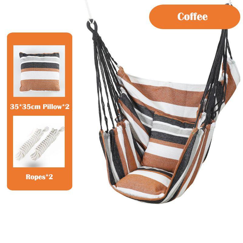 Hanging Rope Chair Swing Hammock Outdoor Porch Patio Yard Seat W 2 Pillows