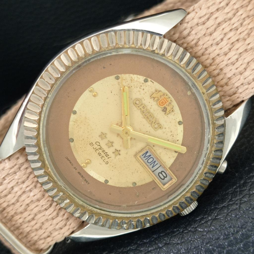 РЕДКИЕ ВИНТАЖНЫЕ ЯПОНСКИЕ МУЖСКИЕ АВТОМАТИЧЕСКИЕ ЧАСЫ ORIENT CRYSTAL С ОРИГИНАЛЬНЫМ ЦИФЕРБЛАТОМ a705006-1