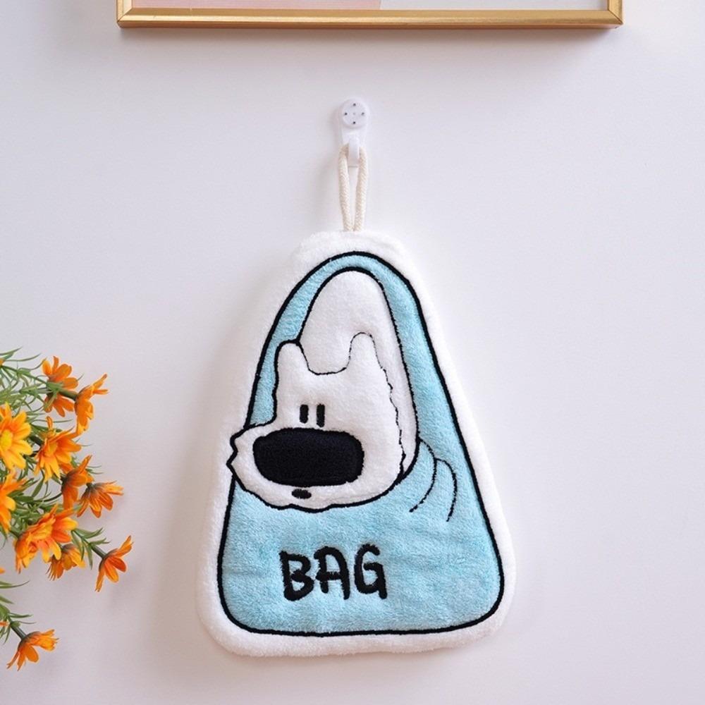 

Cartoon Coral Fleece Hand Towel Thickened Soft Kitchen Hand Towel Bathroom Hanging Towel Kitchen Style A