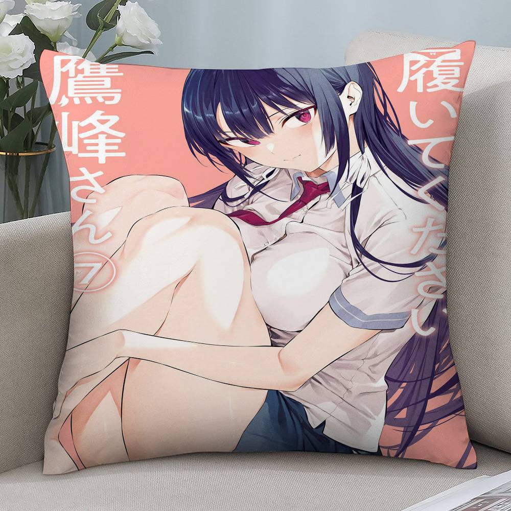 Anime Haite Kudasai Sexy Girl Pillow Case Short Plush Double-sided Print Square Throw Pillow Covers Sofa Home Cushion Decor