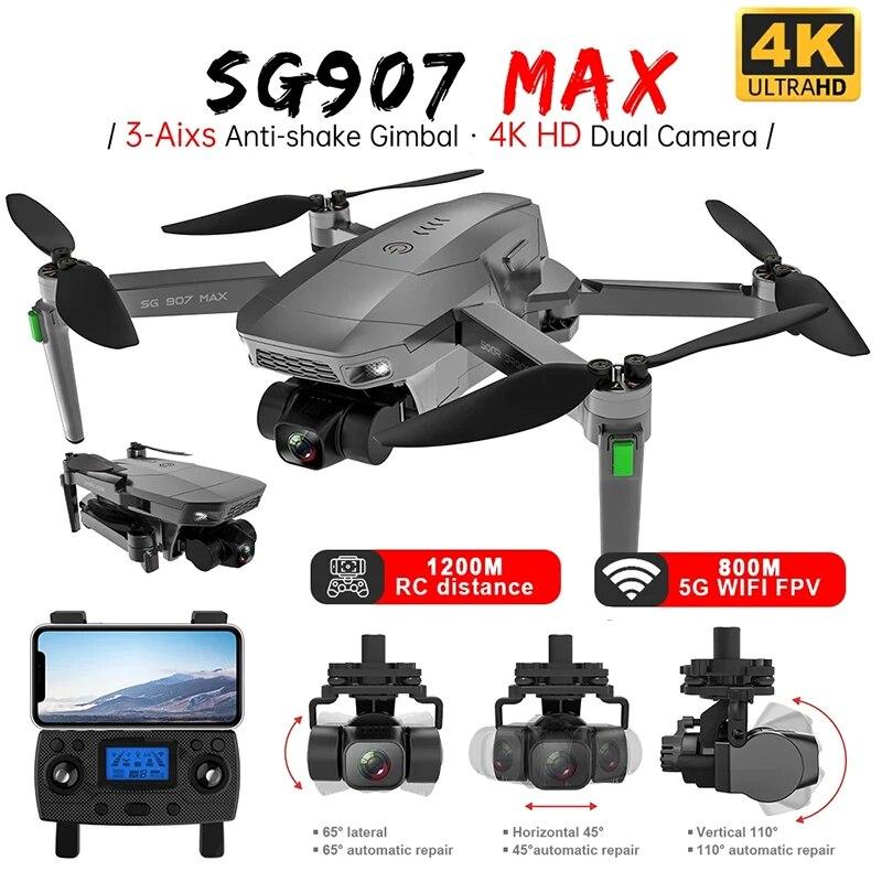 SG907 MAX GPS Дрон Профессиональный 4K HD ESC Камера 5G FPV Wi-Fi с 3 ...