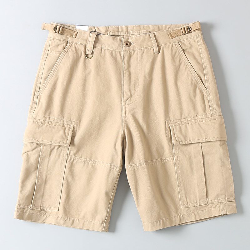 Heavyweight Pure Cotton Thick American Retro Loose Straight-Leg Work Shorts Summer Casual Multi-Pocket Men's Knee-Length Shorts