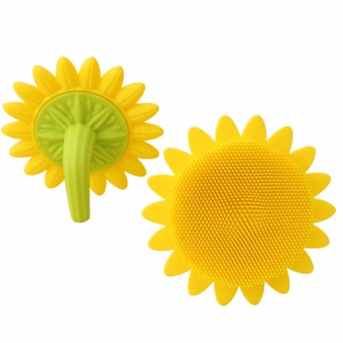 PULABO Practical and Durable Premium Sunflower Cradle Cap Brush with Silicone Scalp Massager and Suction Cup Design for Baby Dry Skin and Eczema, Newb